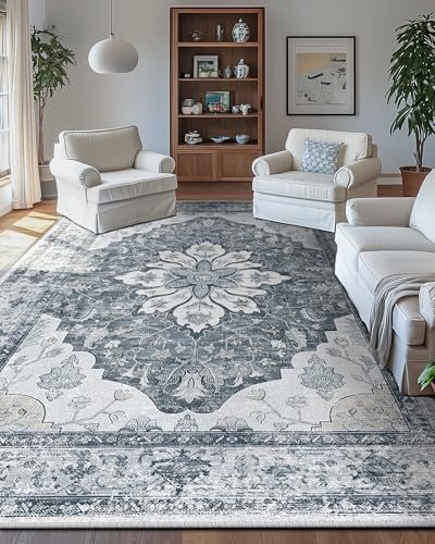 Washable Area Rug (Grey/White/Beige / 9' x 12' (Rectangular))
