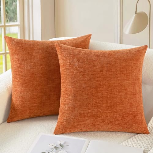 Fall Decorative Throw Pillow Covers 16 X 16 Inches Burnt Orange (16" x 16" (Pack of 2) / Burnt Orange)