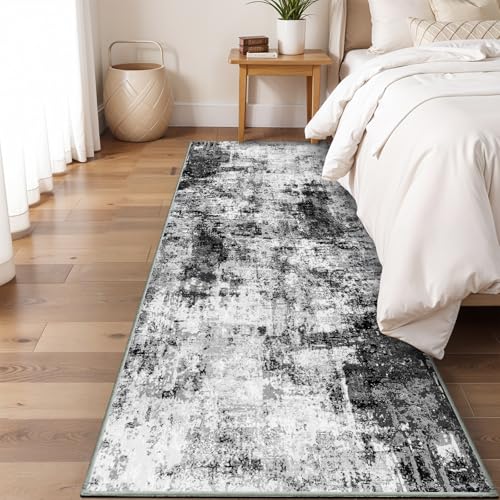 2x6 Washable Runner Rugs for Hallway (Black/Grey / 2' x 6' (Runner))