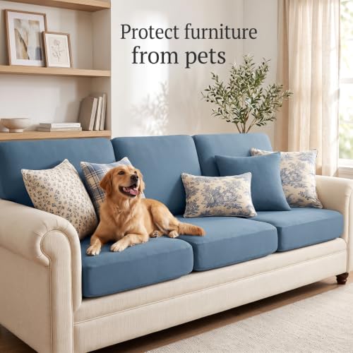 4 Pcs Stretch Cushion Covers (Dusty Blue / Seat Cover)