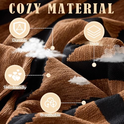Boho Geometric Couch Covers for Sofa Pet Friendly Brown and Black Sofa Covers Washable Chenille Couch Blanket Cover for 3 4 Cushion Couches Pet Protector Furniture Cover Soft (71" x 134" / T: Warm Brown)