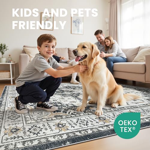 6x9 Area Rugs for Living Room (Black / 6' x 9' (Rectangular))