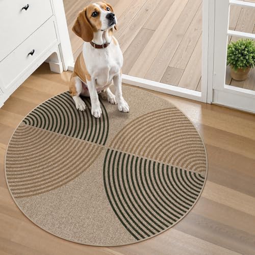 Modern Rainbow Small Round Rug 3ft (3' Round / Nature/Bi-color Rainbow)