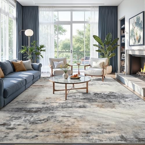 Washable 8x10 Area Rug with Non (Grey / Brown / 8' x 10' (Rectangular))