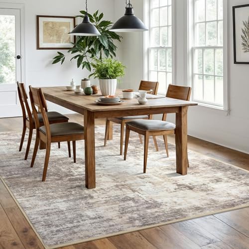 Abstract Area Rugs 6x9 Ft Washable Rugs for Living Room (Gold/Yellow/Brown/Beige/White / 6' x 9' (Rectangular))