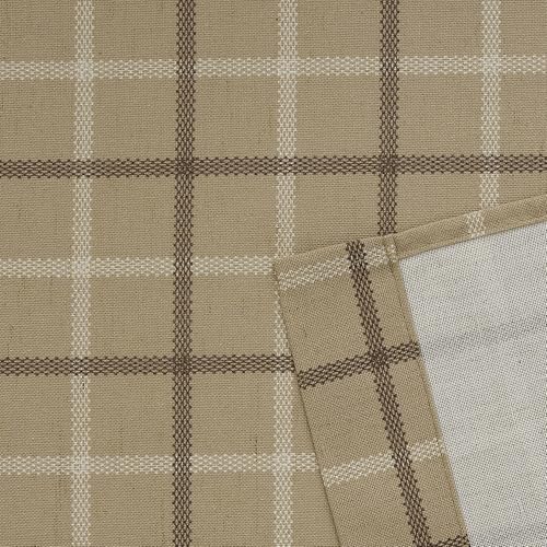 Farmhouse Linen Plaid Curtains Light Filtering 96 inches Long (52"W x 96"L (Pack of 2) / Plaid | Linen)