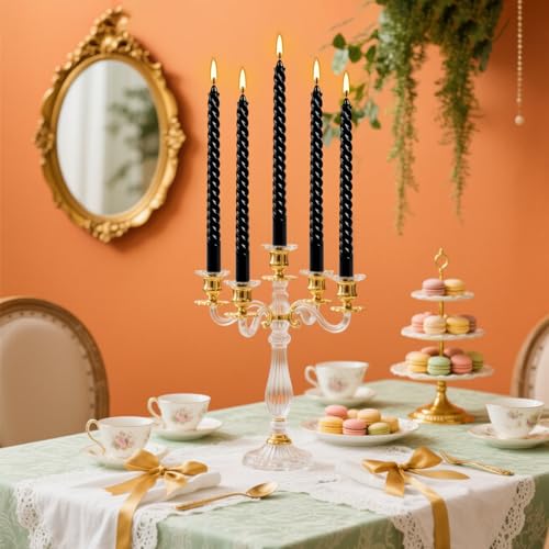 10 Inch Black Spiral Taper Candle Set (12 Black)