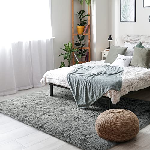 Premium Soft Fluffy Rug Modern Shag Carpet (5'3" x 7'7" (Rectangular) / Grey)