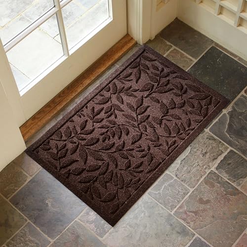 Coffee Brown Leaves Fall Outdoor Indoor Entrance Doormats (Leaves-coffee / 1'5" x 2'6" (Rectangular))