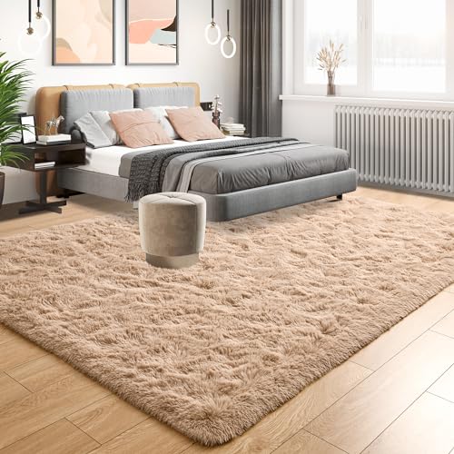 Soft Fluffy Rugs for Bedroom Shag 5x8 Area Rugs for Living Room (Beige / 5' X 8' (Rectangular))