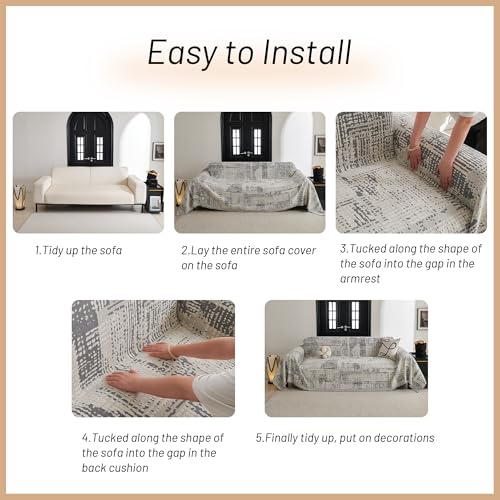 Boho Sofa Covers (71" x 118" / 11# Light Grey Artistic Gradient)