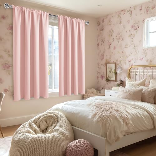 Blackout Curtains for Bedroom 52 x 54 Inch Long Blush Pink 2 Panels (Blush Pink / 52"W x 54"L (Pack of 2))