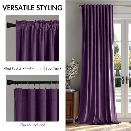 Purple Velvet Curtains 52x84 inches Luxury Blackout Curtains (Purple / 52"W x 84"L (Pack of 2))