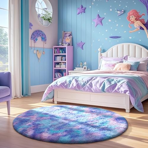 Round Rug 4Ft Tie (Rainbow Purple / 4' (Round))