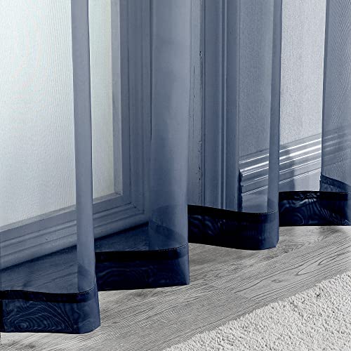 Blue Sheer Curtains (Navy Blue / 42"W x 63"L (Pack of 2))
