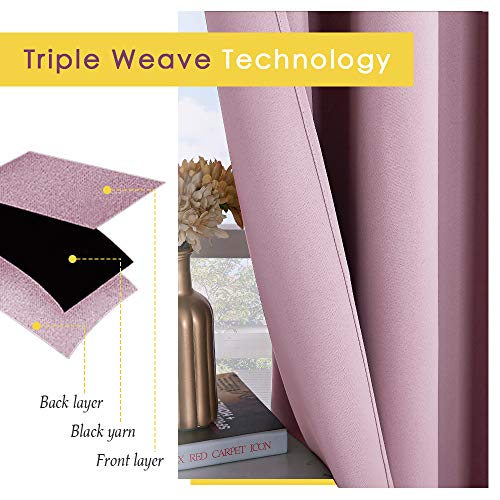 Blackout Window Curtains 80 inch Long (Baby Pink / 34"W x 80"L (Pack of 2))
