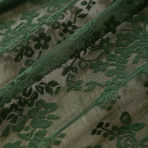 Vintage Lace Curtains 96 Inches Long (Dark Green / 52"W x 96"L (Pack of 2))