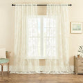 Ivory Lace Sheer Curtains 96 Inches Long 2 Panels Victorian Floral for Living Room Bedroom Rod Pocket Light Filtering Cream Shabby Chic Window Drapes Farmhouse Decor (52"W x 96"L (Pack of 2) / Ivory)