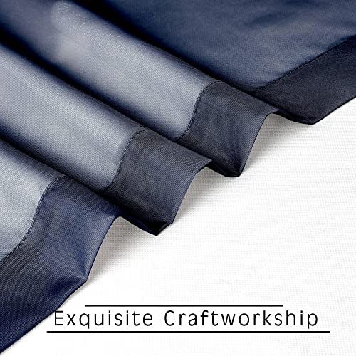 Navy Blue Sheer Kitchen Valance for Windows Set of 2 (Navy Blue / 42"W x 14"L (Pack of 2))