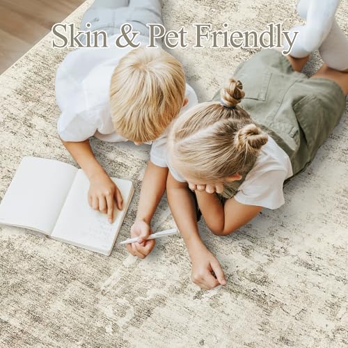 Abstract Rug 8x10 Large Living Room Area Rugs Washable Beige (Beige/Gray / 8' x 10' (Rectangular))
