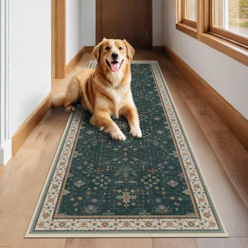 Dark Green Washable Kitchen Runner Rug (2'6" x 8' (Runner) / Dark Green)