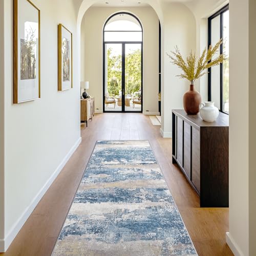 2x6 Runner Rug for Hallway (Blue Cream / 2' x 6' (Rectangular))
