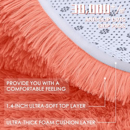 5x7 Machine Washable Large Area Rugs for Living Room (5x7 Ft / Coral Red)