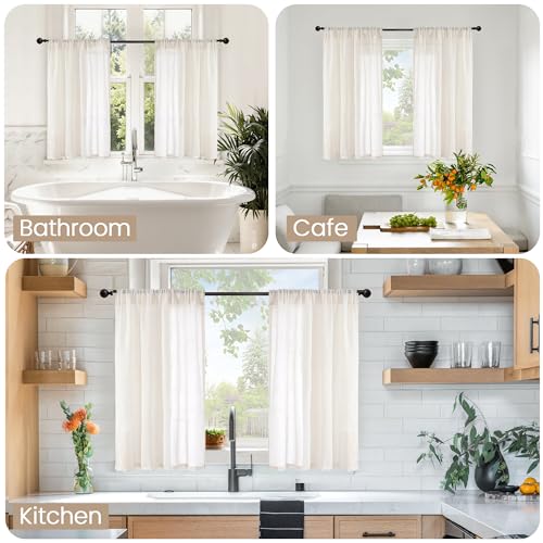 Linen Cafe Curtains 42X36 Inch Length for Over Sink Windows (Linen / 42"W x 36"L (Pack of 2))