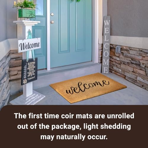 Coco Coir Door Mat with Heavy Duty Backing (Welcome3)