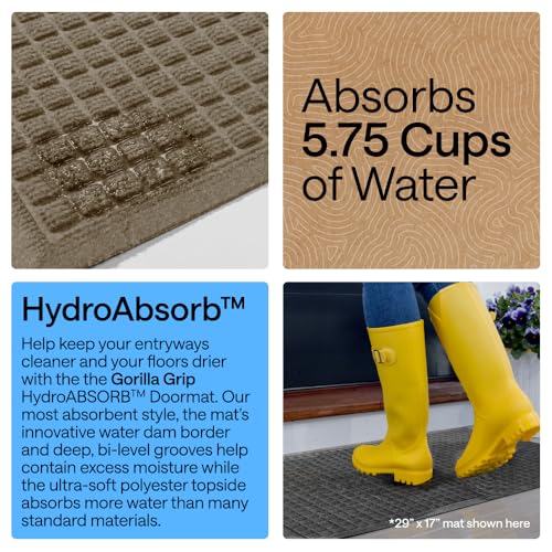 HydroABSORB Door Mat for Indoor Outdoor Use (Beige / 35" X 23")