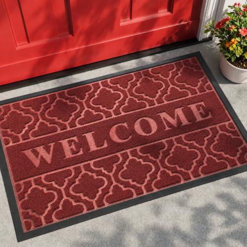 Welcome Door Mat (29.5x17 Inch / Black Red)