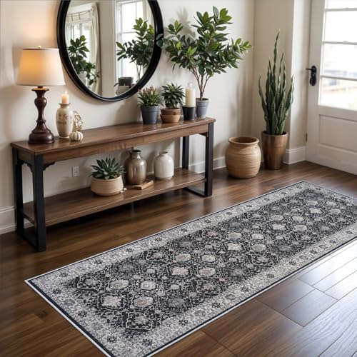 Hallway 2x8 Washable Runner Rug (2' x 8' (Rectangular) / Black/Navy)