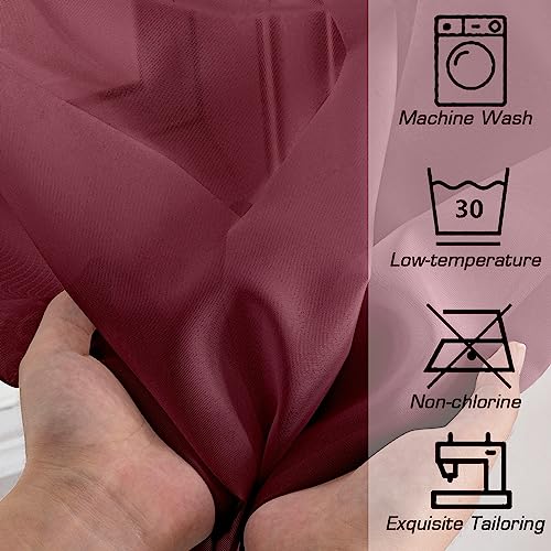 Red Sheer Curtains 63 Inch Length 2 Panels (Burgundy / 42"W x 63"L (Pack of 2))