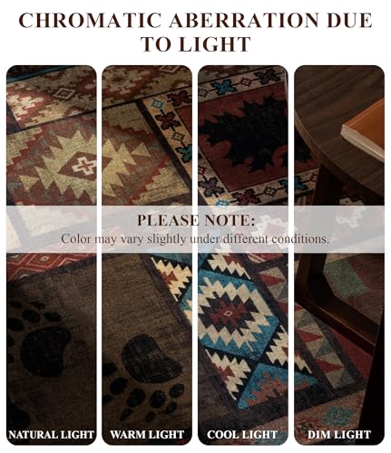 Washable Rustic Cabin Runner Rug 2x6 Hallway (Brown / 2'x6' (Runner))