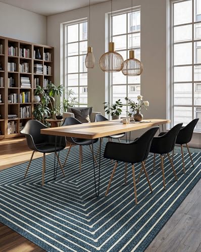 Washable 6x9 Area Rugs for Living Room Modern Abstract Rug (Prussian Blue / 6' x 9' (Rectangular))