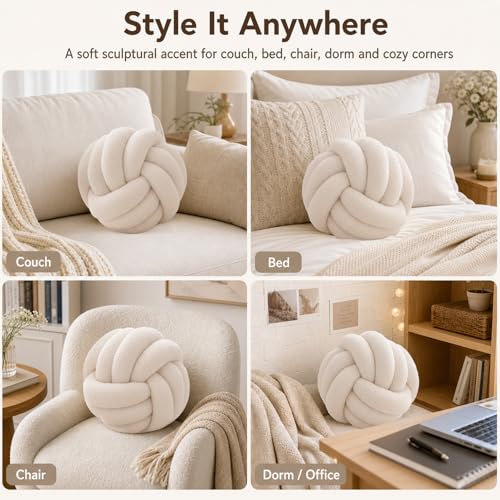 Beige Knot Pillow Ball (Beige / 8inch)