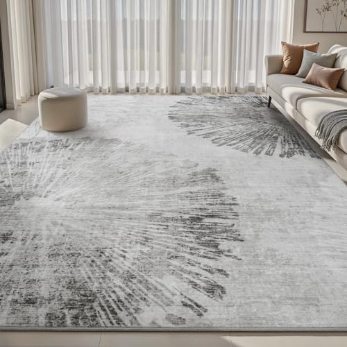 5x7 Area Rugs for Living Room (Flower-grey / 5' x 7')