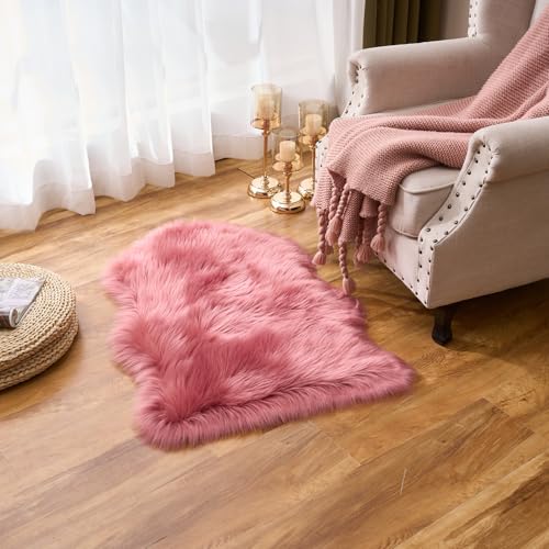 Ultra Soft Fluffy Shaggy Area Rug Faux Fur Rug Chair Cover Seat Pad Fuzzy Area Rug for Bedroom Floor Sofa Living Room (Blushpink / 2' x 3' (Sheepskin))