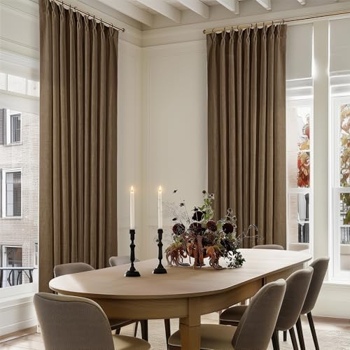 Dutch Cocoa Pinch Pleat Linen Curtains 102 Inches Long 60 Inch Wide 1 Panel (Dutch Cocoa / 60"W x 102"L (Pack of 1))