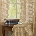 Vintage Lace Curtains 63 Inch Length 2 Panels Earthy Neutral Taupe Sheer Curtains with Scalloped Edges Rod Pocket Short Floral Crochet Panles for Bedroom Dining Room W52 X L63 Light Coffee (Taupe / 52"W x 63"L (Pack of 2))