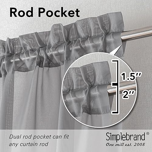 Grey Short Sheer Kitchen Tier Curtains 36 (Charcoal Grey / 42"W x 36"L (Pack of 2))