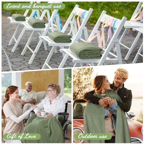 6 Pcs Flannel Blankets Bulk (Sage Green)