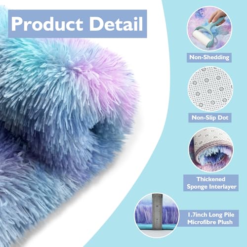 8x10 Fluffy Area Rugs for Living Room (Rainbow Purple / 8' x 10' (Rectangular))