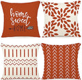 Burnt Orange Linen Pillow Covers 20x20 Set of 4 (Burnt Orange / 20" x 20" (Pack of 4))