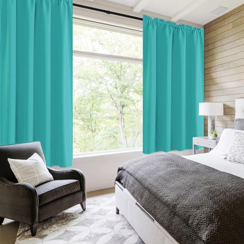 Blackout Curtains for Bedroom Living Room 52 x 45 Inch Long 2 Panels (Peacock Blue / 52"W x 45"L (Pack of 2))