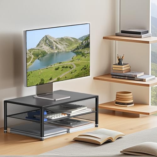 2 Tier Computer Monitor Stand Riser (Black / 2-tier)