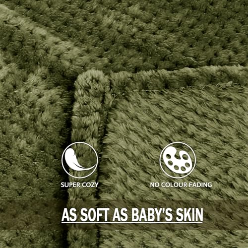 Soft Waffle Fleece Bed Blanket King Size (Olive / 90x104 in)