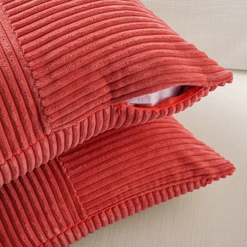 2 Packs Red Decorative Throw Pillow Covers 22x22 Inch for Living Room Couch Bed Sofa (Red / 22" x 22" (Pack of 2))