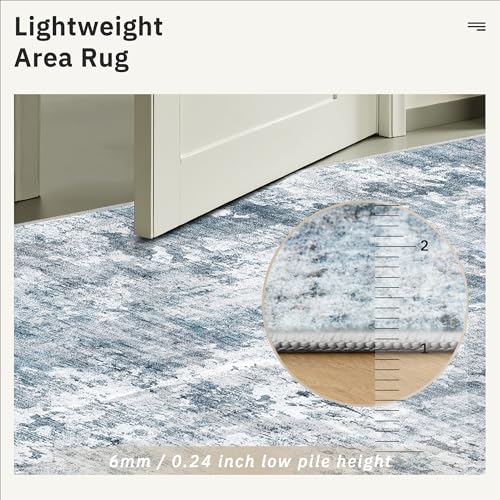 Abstract Rug 8x10 Large Living Room Area Rugs Washable Blue (Blue/Grey / 8' x 10' (Rectangular))