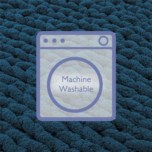 Chunky Knit Throw Blanket for Couch (Deep Sea Blue / 40"x60" (Medium Size Throw）)